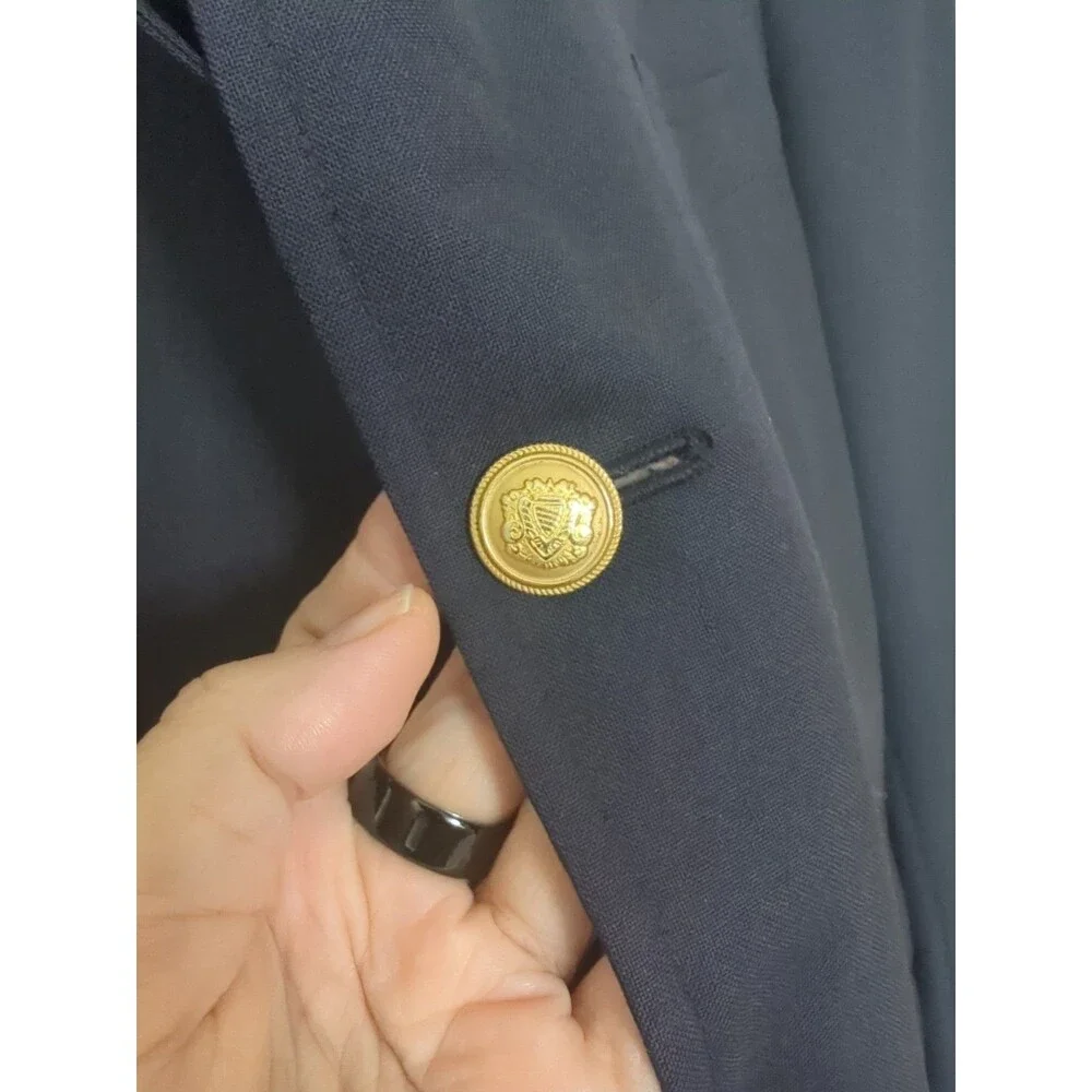 VTG Southwick Sz 42 Blazer Sport Coat Black Gold Buttons Preppy Old Money Office