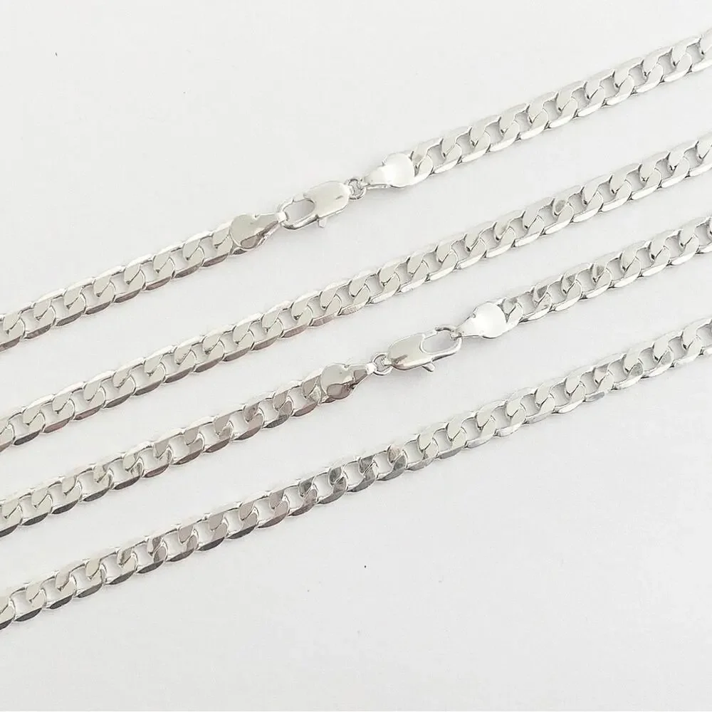 NWT 2 x 5mm Thick 24” & 30” Cuban Link Silver Plated Chains/Necklace/Streetwear