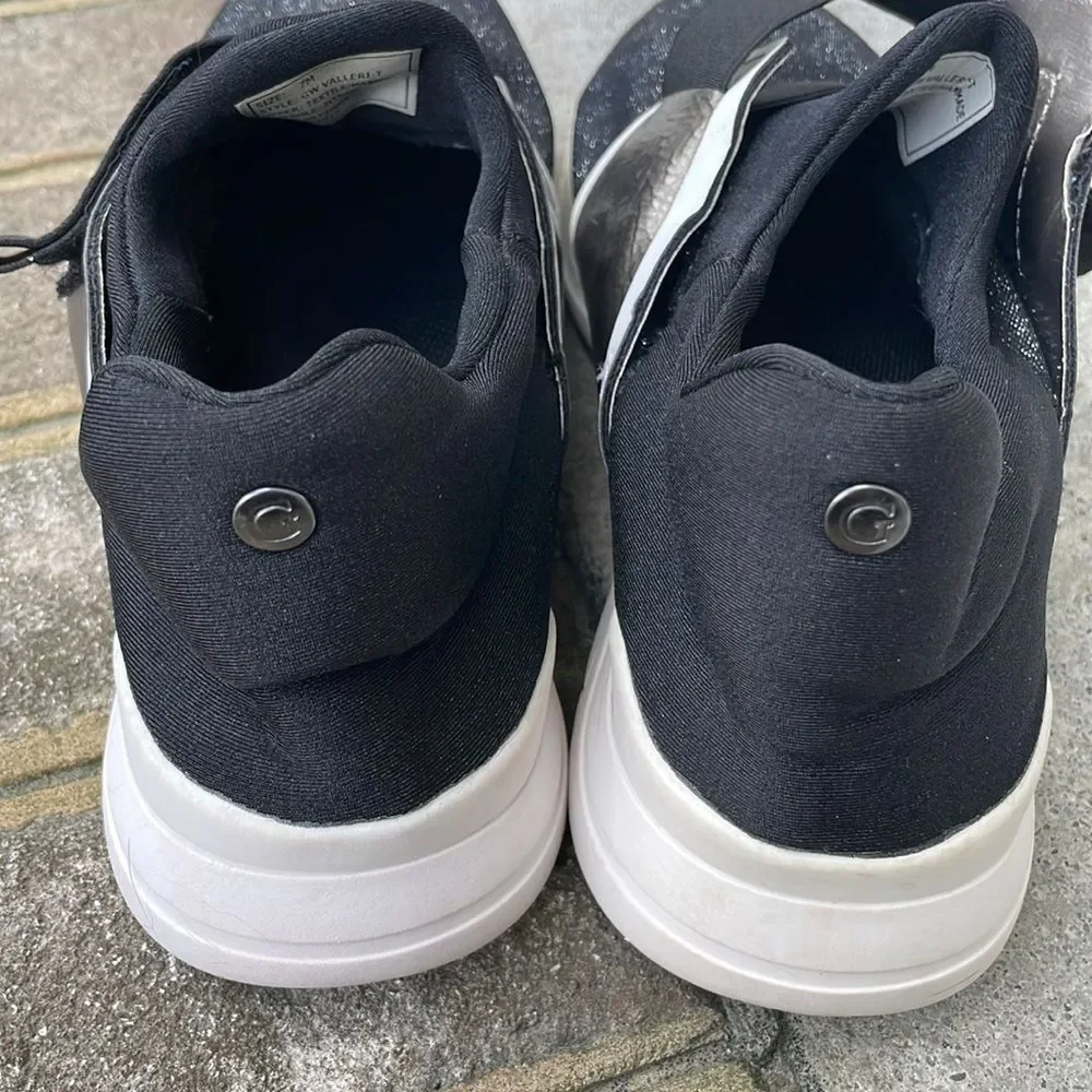 Guess Valleri Black Glitter Slip on Sneakers. Size 7