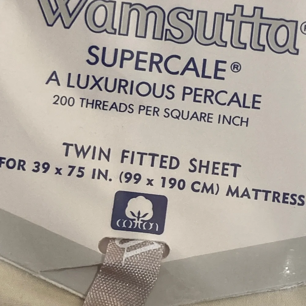 Wamsutta Supercale Cream twin Fitted Sheet in package