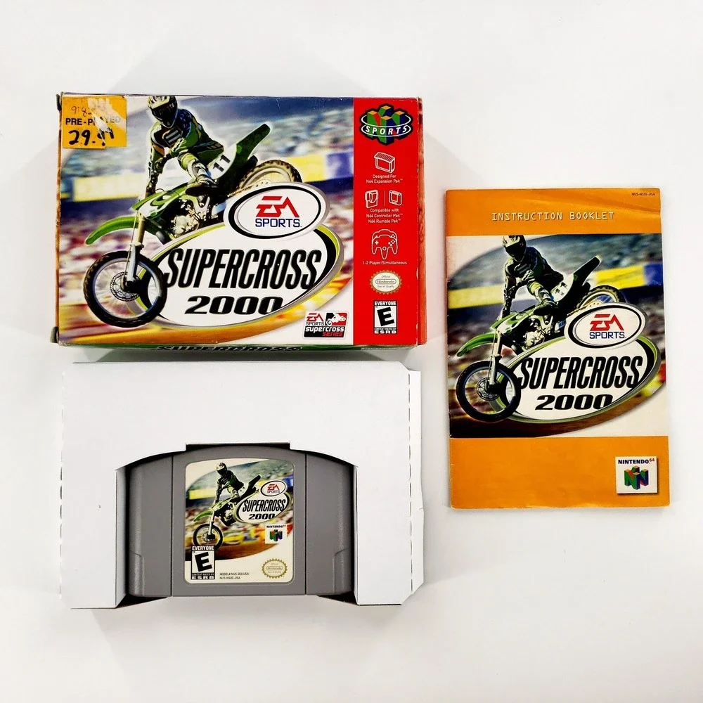 Supercross 2000 (Nintendo 64, 1999) Authentic Complete w/ Box & Manual Tested