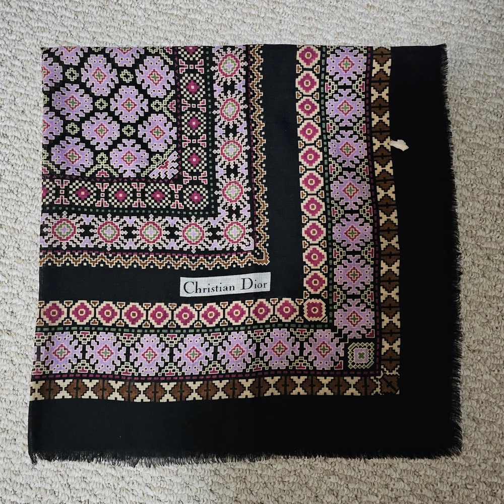 Christian Dior Black Multicolor Scarf