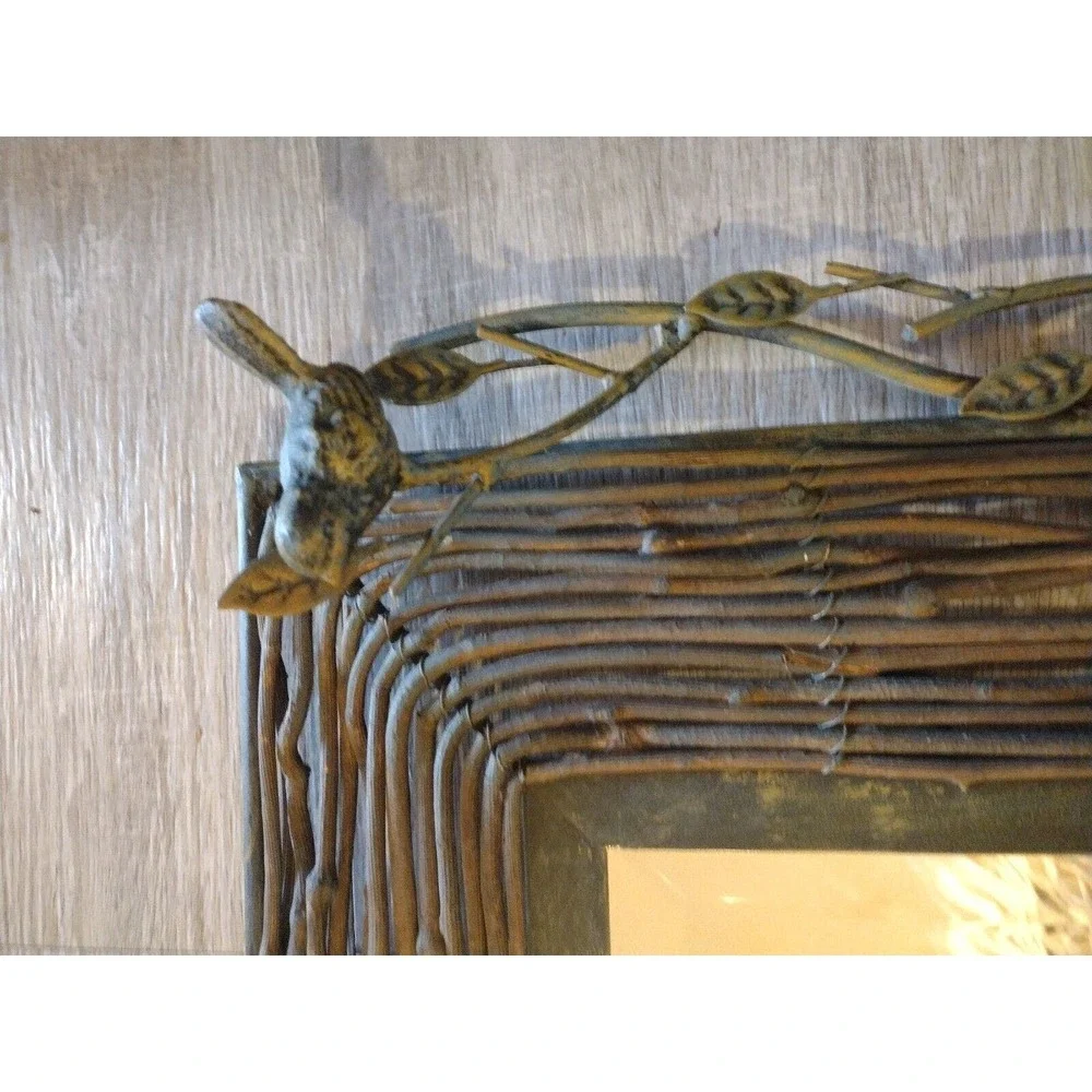 Wrought Iron Rustic Farm House Decor BIRDS Nests Decorative WALL MIRROR 33