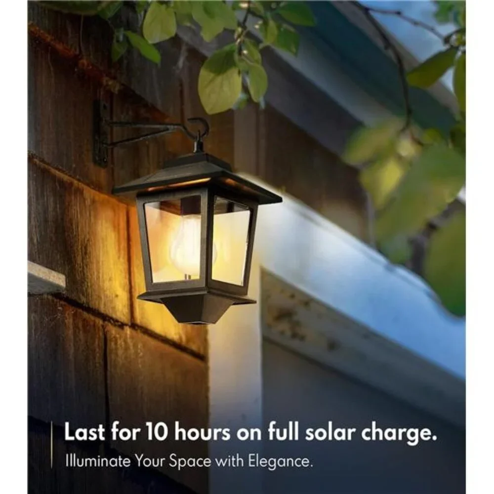2 Pack Solar Wall Lanterns with Replaceable Bulb,Outdoor Hanging Lights
