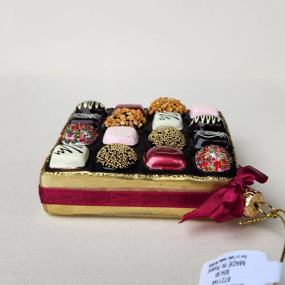 Sur La Table Chocolate Box Glass Ornament, 3.25