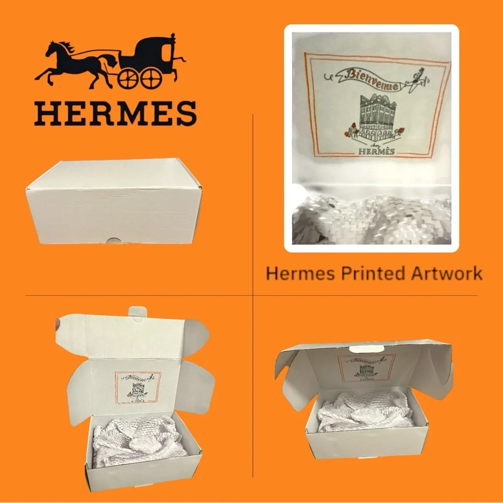 Hermès Box Bienvenue Print Artwork Shipping Box Packaging – 10” x 7” x 4”