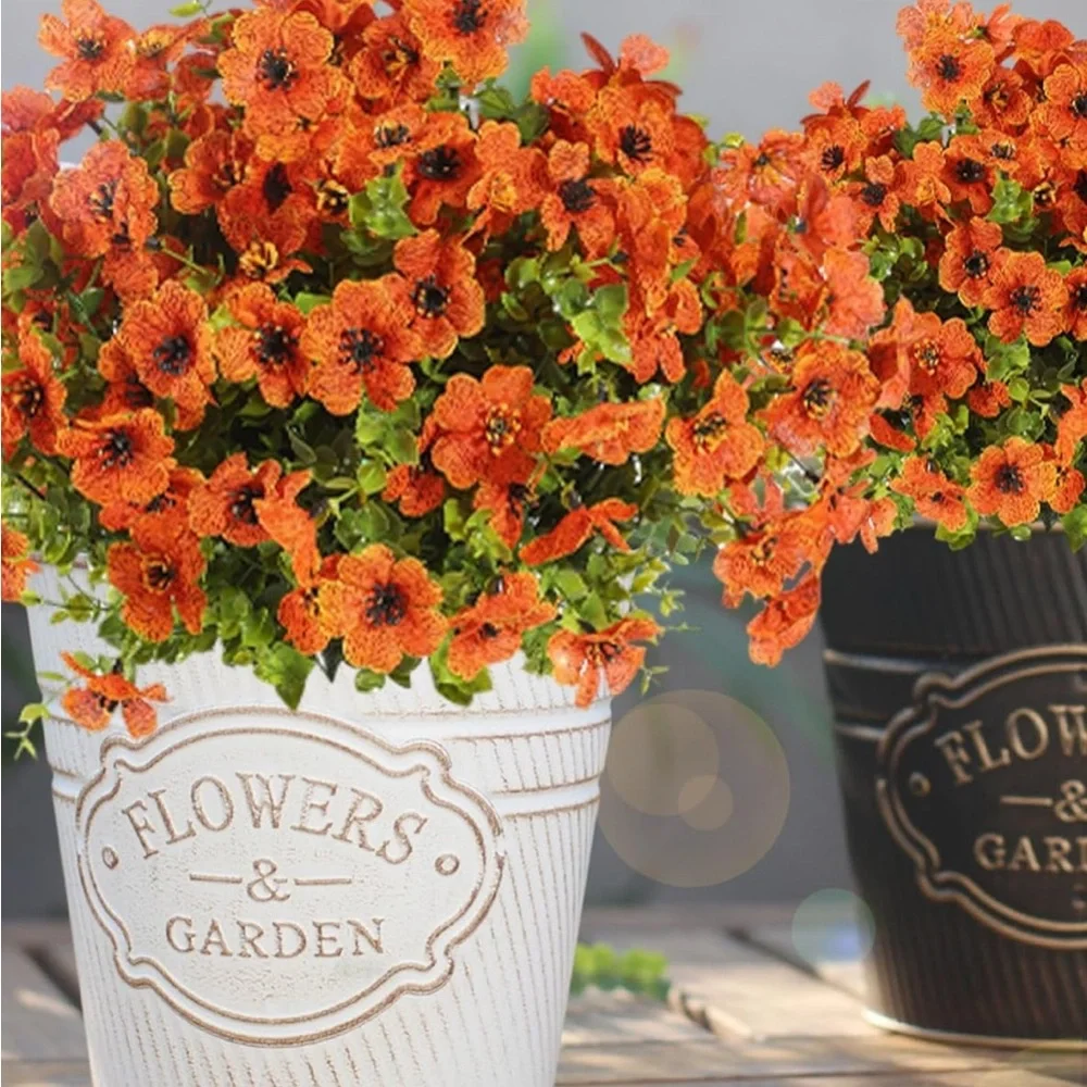 🧡🌼 Orange Faux Flowers - 12 Bundles
