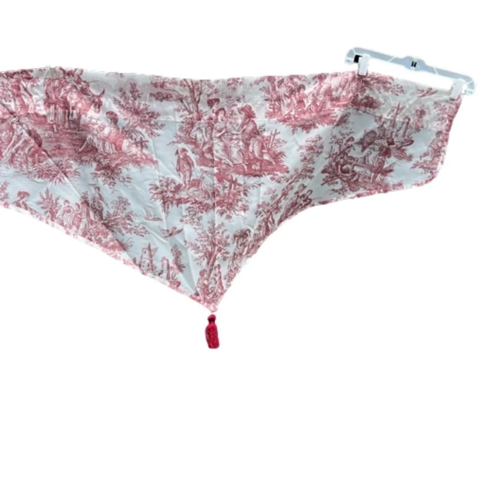 Set Of 2 Sheer Vintage Waverly Red Toile Drapery‎ & Valence Country Life Weekend