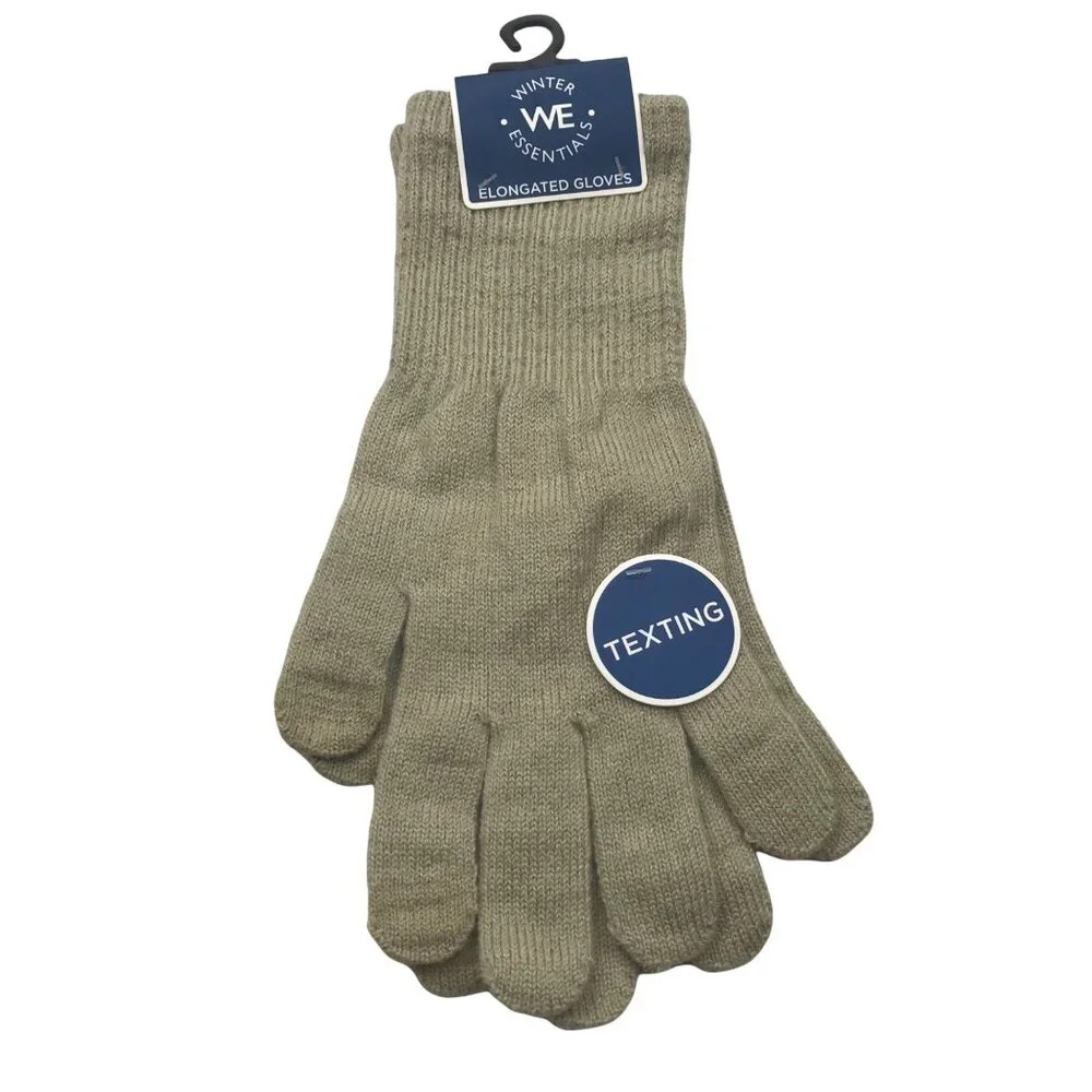 Winter Essentials Women's One Size Beige Texting Elongated Gloves New