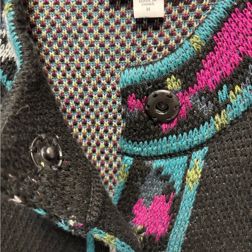 J. Jill Luxurious Black Multi Floral Jacquard Topper Size Medium