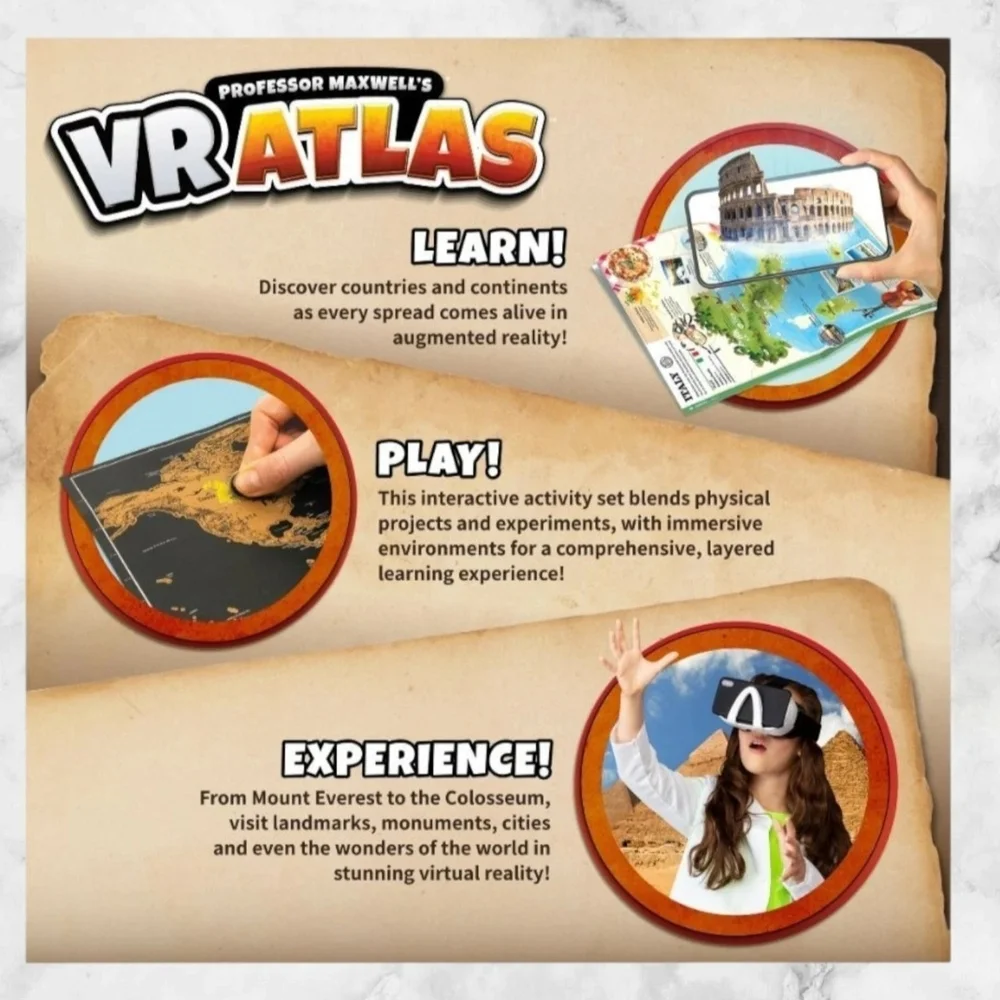 Professor Maxwell's VR Atlas - Virtual Reality Kids Science Kit, Book and Int...