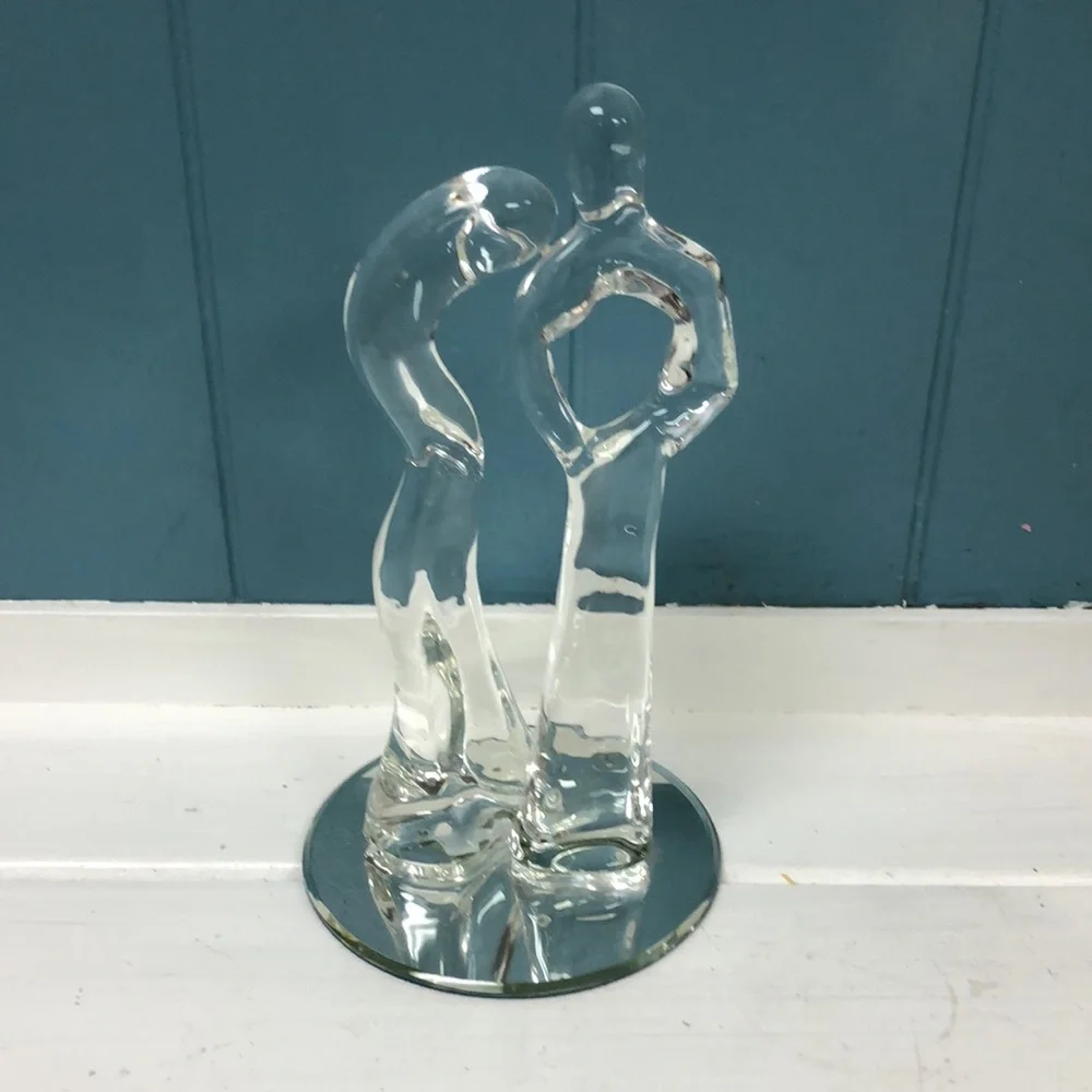 Male Female bride groom 7” glass Abstract Art statue wedding‎ cake topper