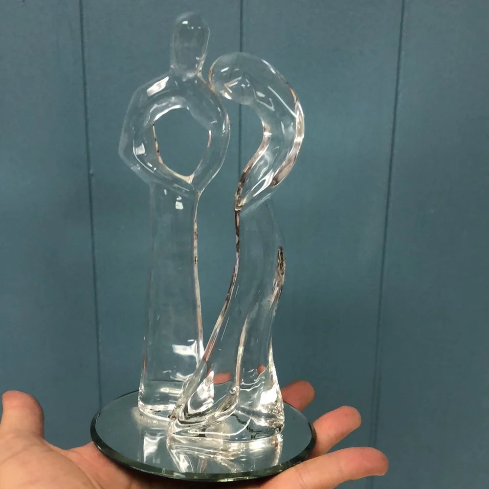Male Female bride groom 7” glass Abstract Art statue wedding‎ cake topper