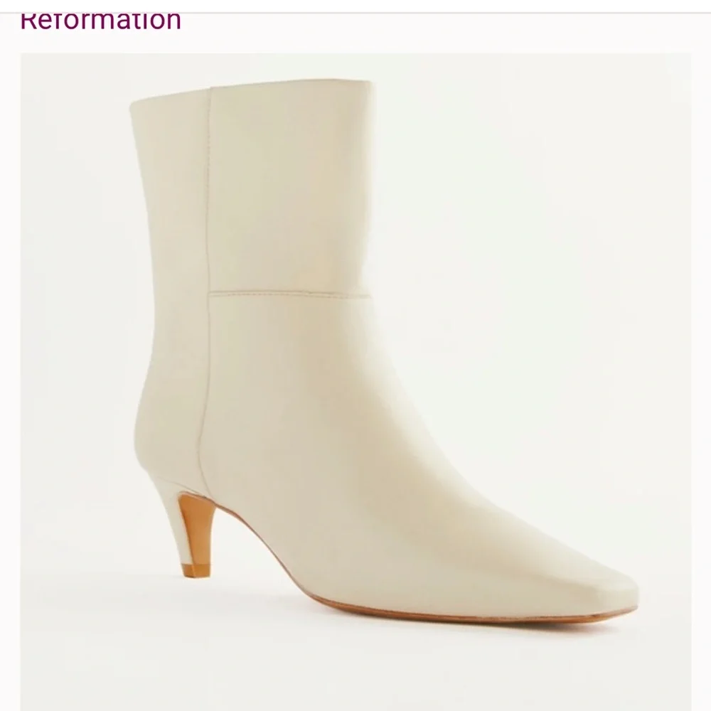 Reformation Ramona Cream Ankle Booties