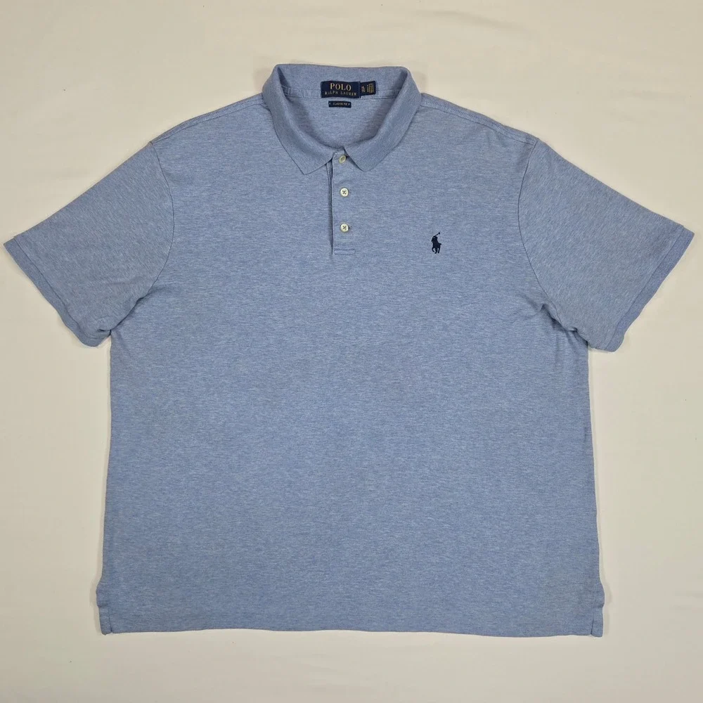 Polo Ralph Lauren Men XL Classic Fit Blue Cotton Polo Shirt Pony Logo
