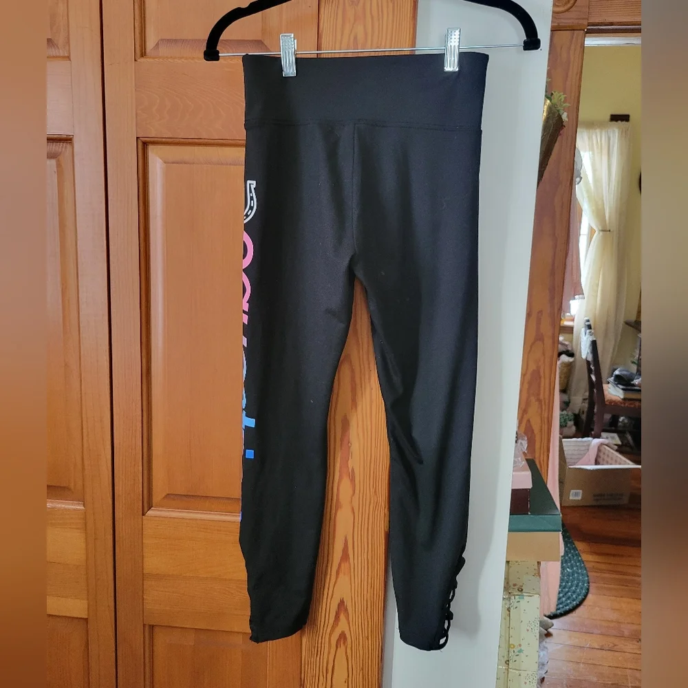 Justice Active Equestrian Kids Girls Black Leggings Blue Pink Ombre Glitter 14