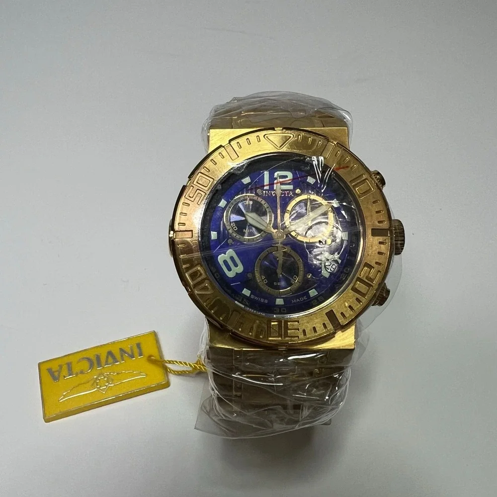 Invicta Mens Reserve 18KT Gold Plated Model 6758 Swiss Quartz Watch