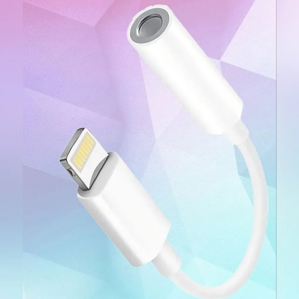 White Audio Adapter3.5mm Jack Aux Cord Dongle Audio Cable Connector For Iphone