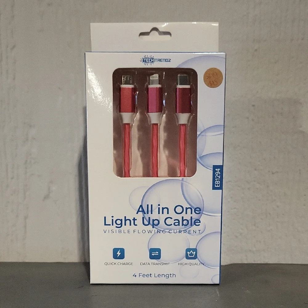 Red Light Up Charging Cable