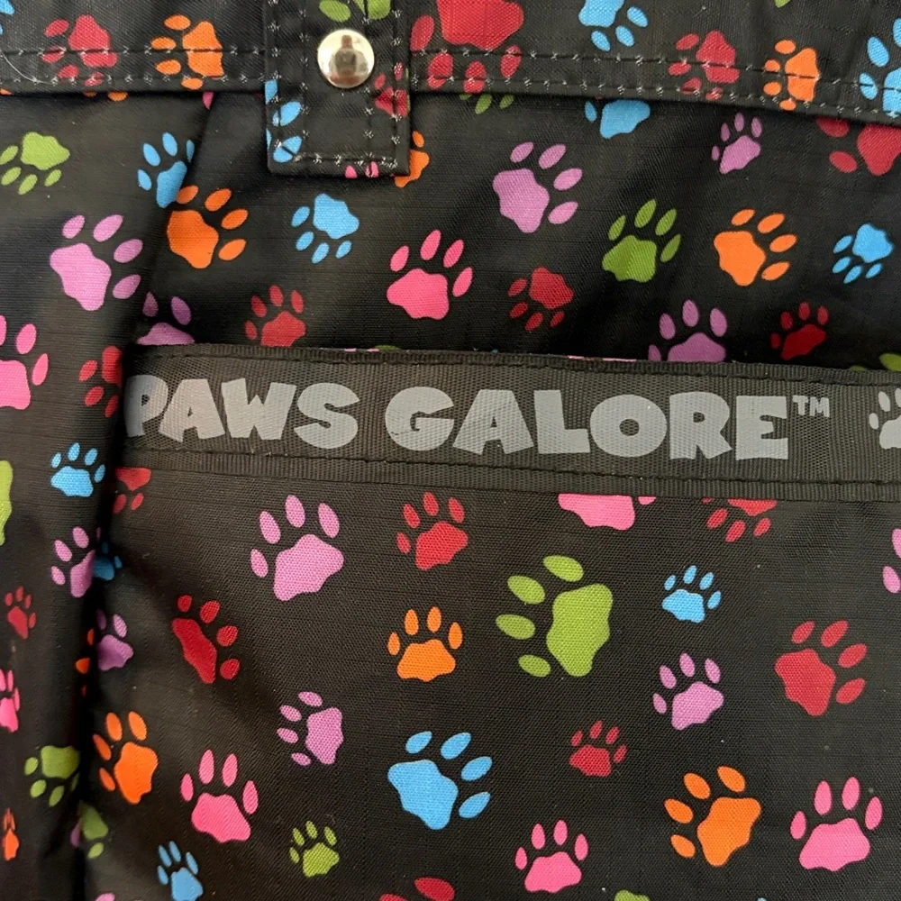 NEW Paws Galore Many Pocketed Multi Functional Nylon Paw Prints Bag Crossbody