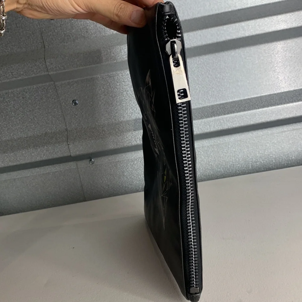 Philipp Plein Clutch Bag Men’s L Rare Vintage Jaguar Print Black Leather Logo‎
