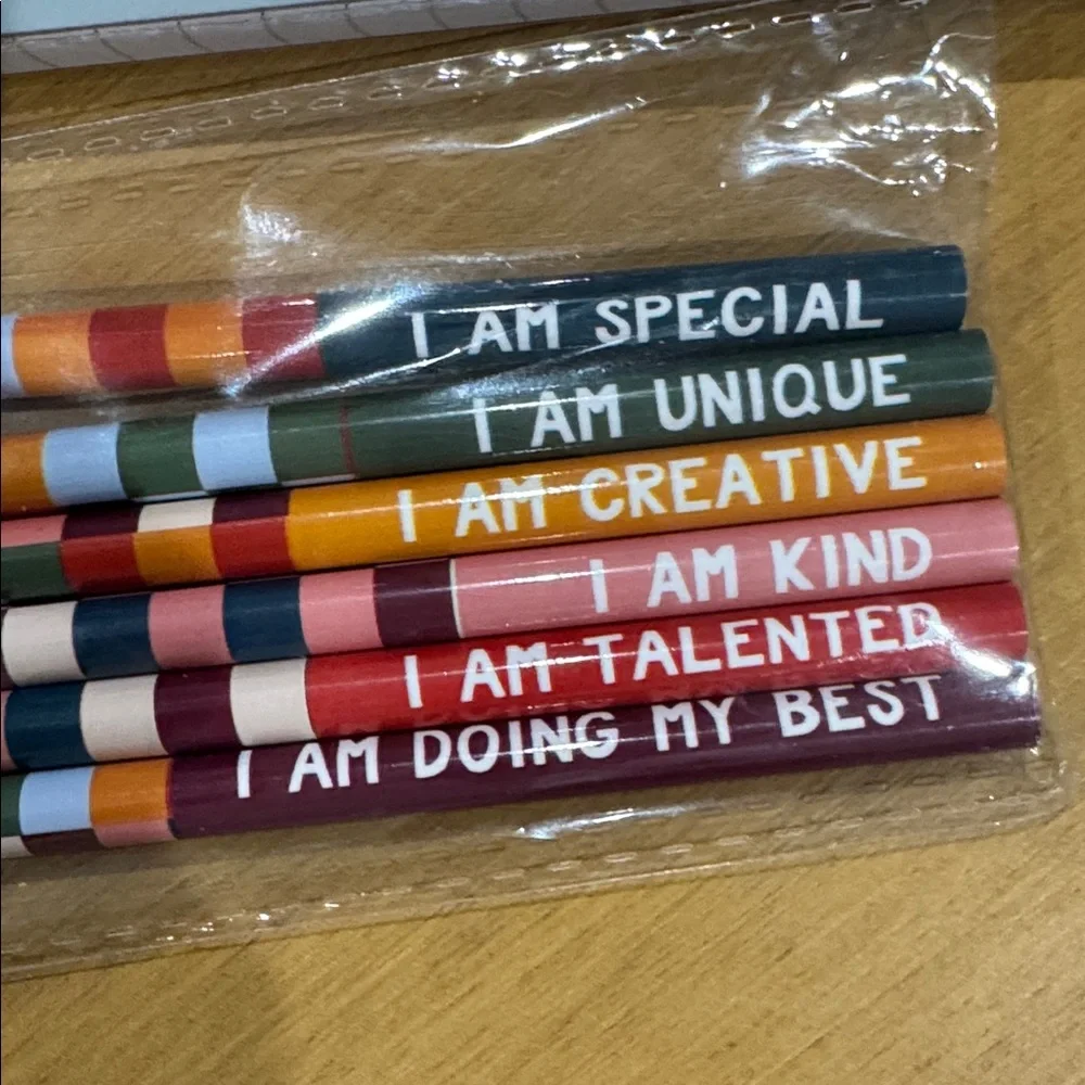 Colorful List Notepad and Positive Affirmations Pencil Set