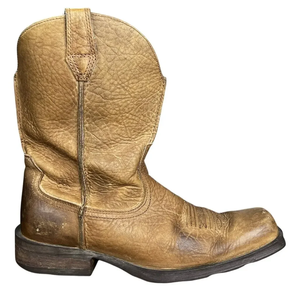Ariat Men’s Rambler Tan Leather Western Cowboy Boot Size US 10 D