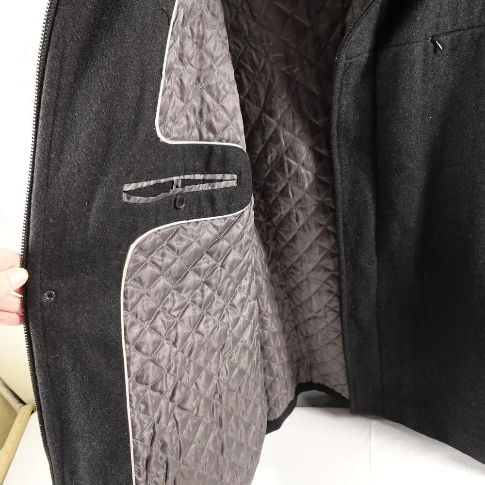 Calvin Klein Coat Mens 2XL Gray Wool Blend Zip Front Quilted Lined Winter