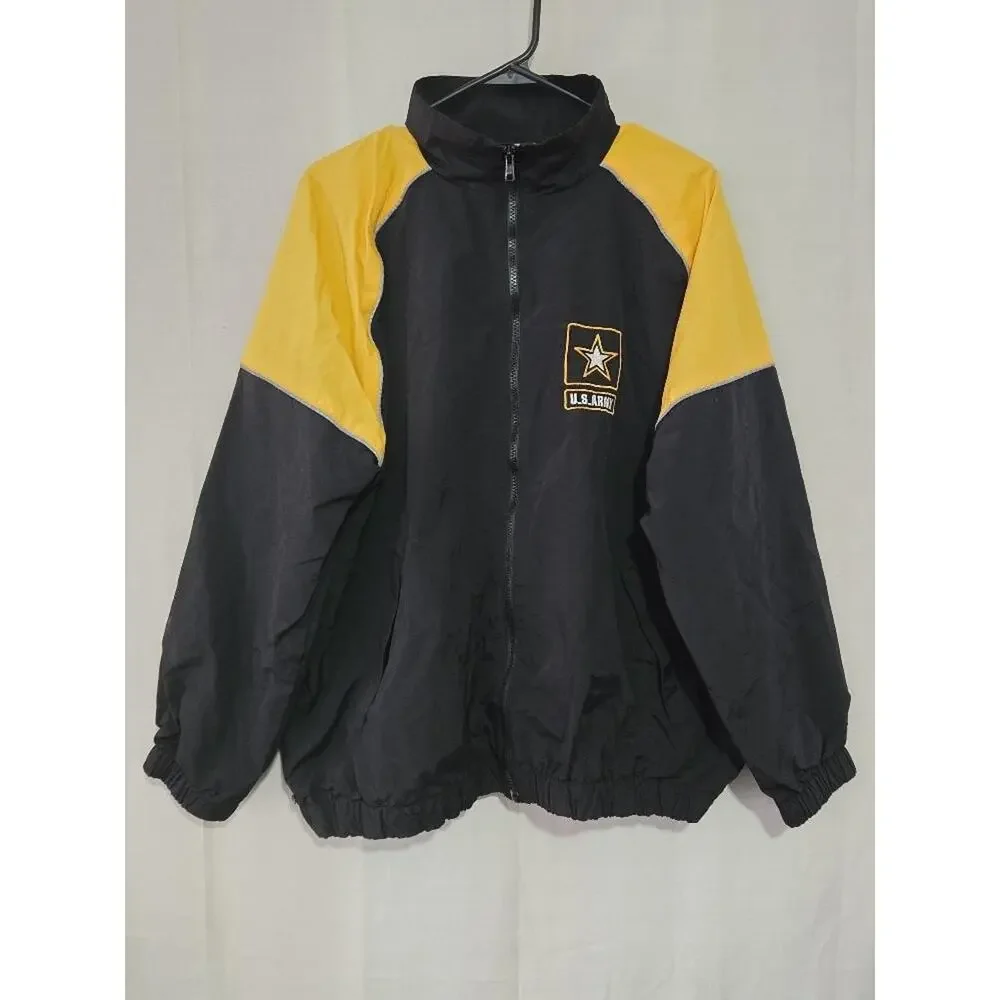 US Army Recruiter Jacket Small Long Black Yellow Lightweight Windbreaker #P80p