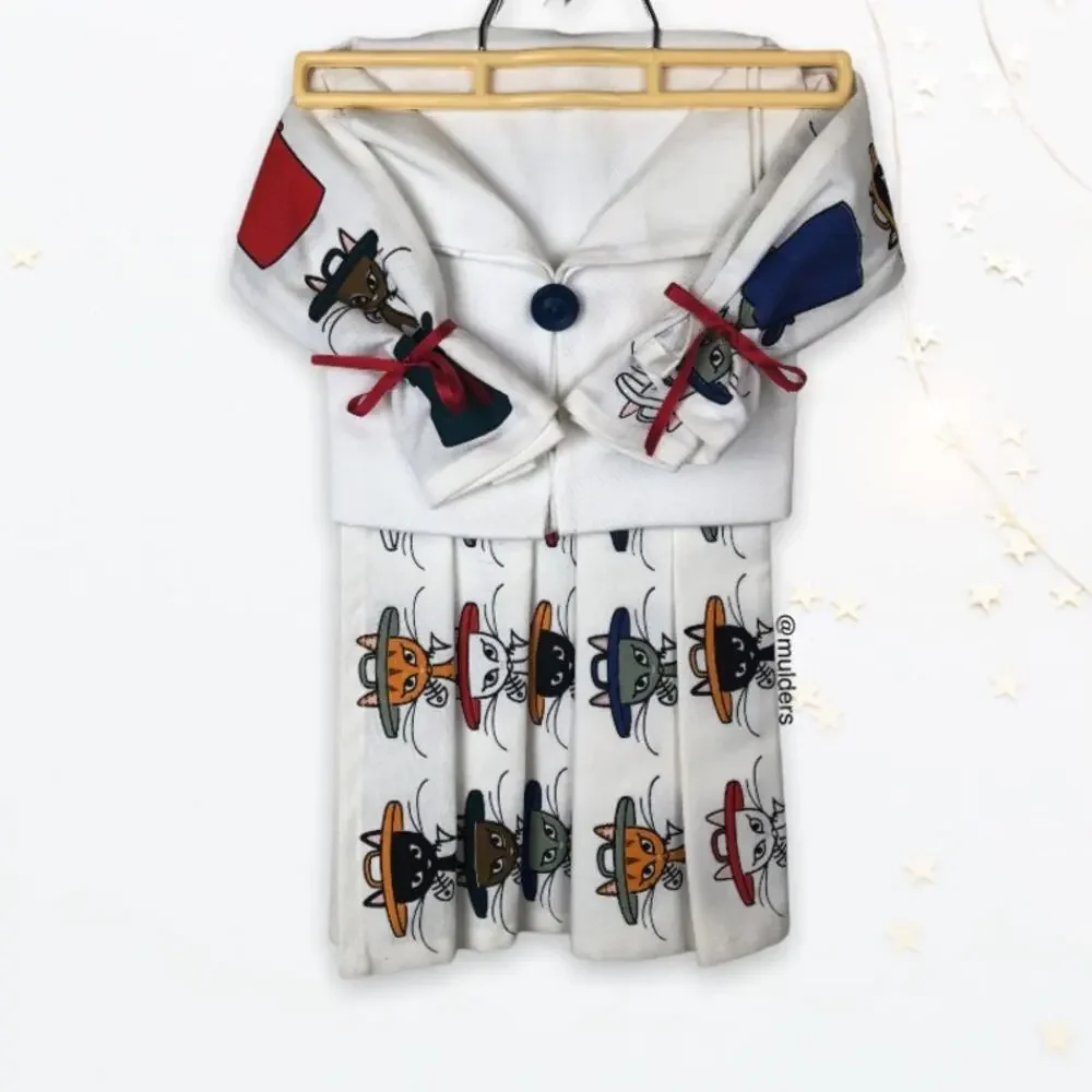Sensei La Maison Du Cotton French Kitty Cat Kitten Print Dress Shaped Hand Towel