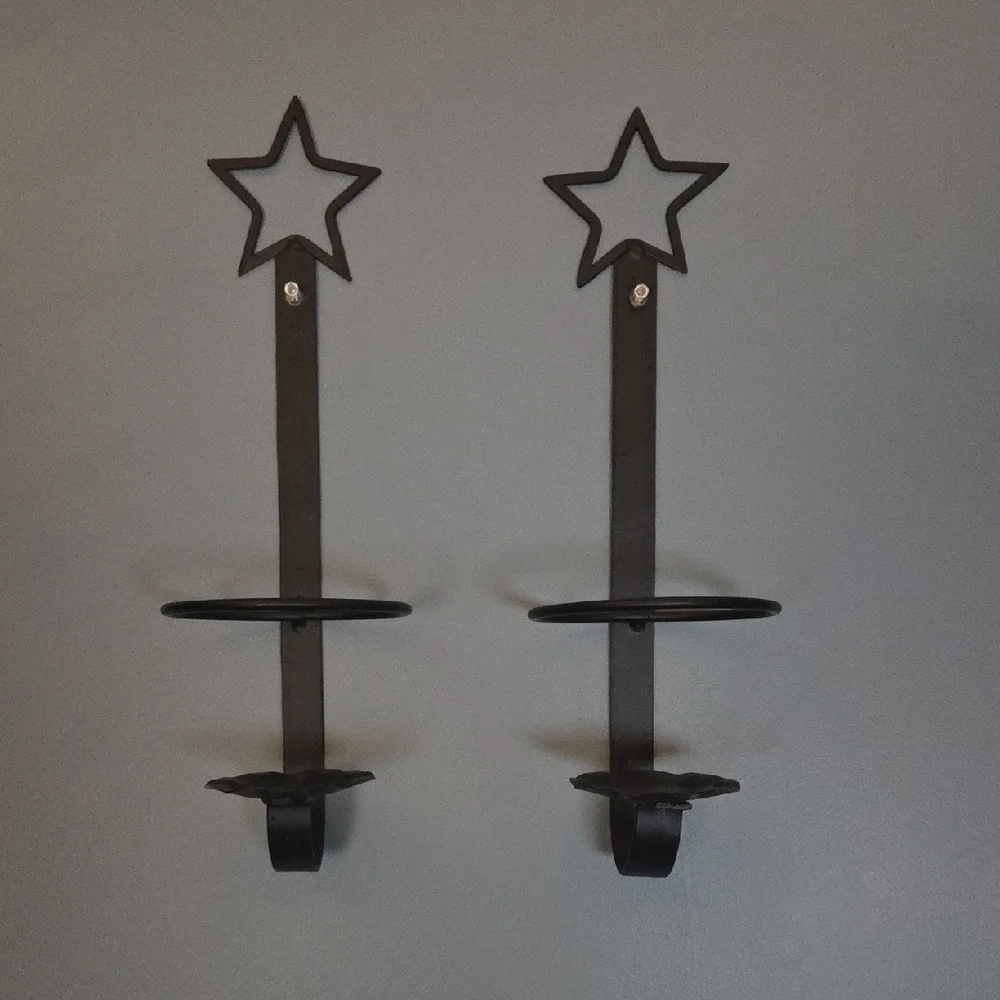 Matte Black Metal Star Wall Sconces