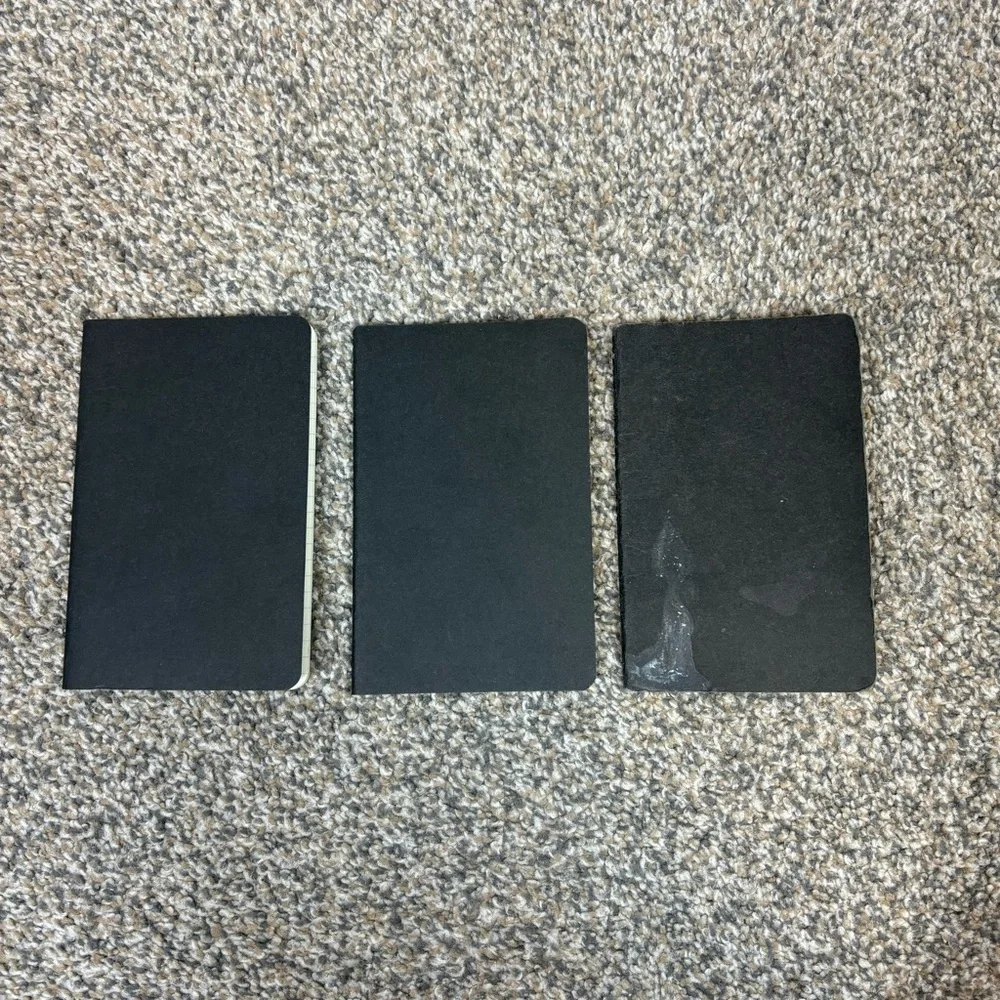 Lot of 3 small black lined moleskin 30 page notebooks