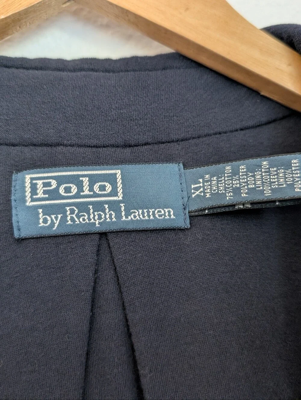 POLO Ralph Lauren Jersey Blazer Vintage Double Knit Aviator Navy Blue XL Rare
