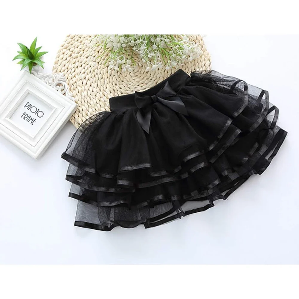 BGFKS 4 Layered Tulle Tutu Skirt for Girls with Matching Hairbow,Girl Ballet