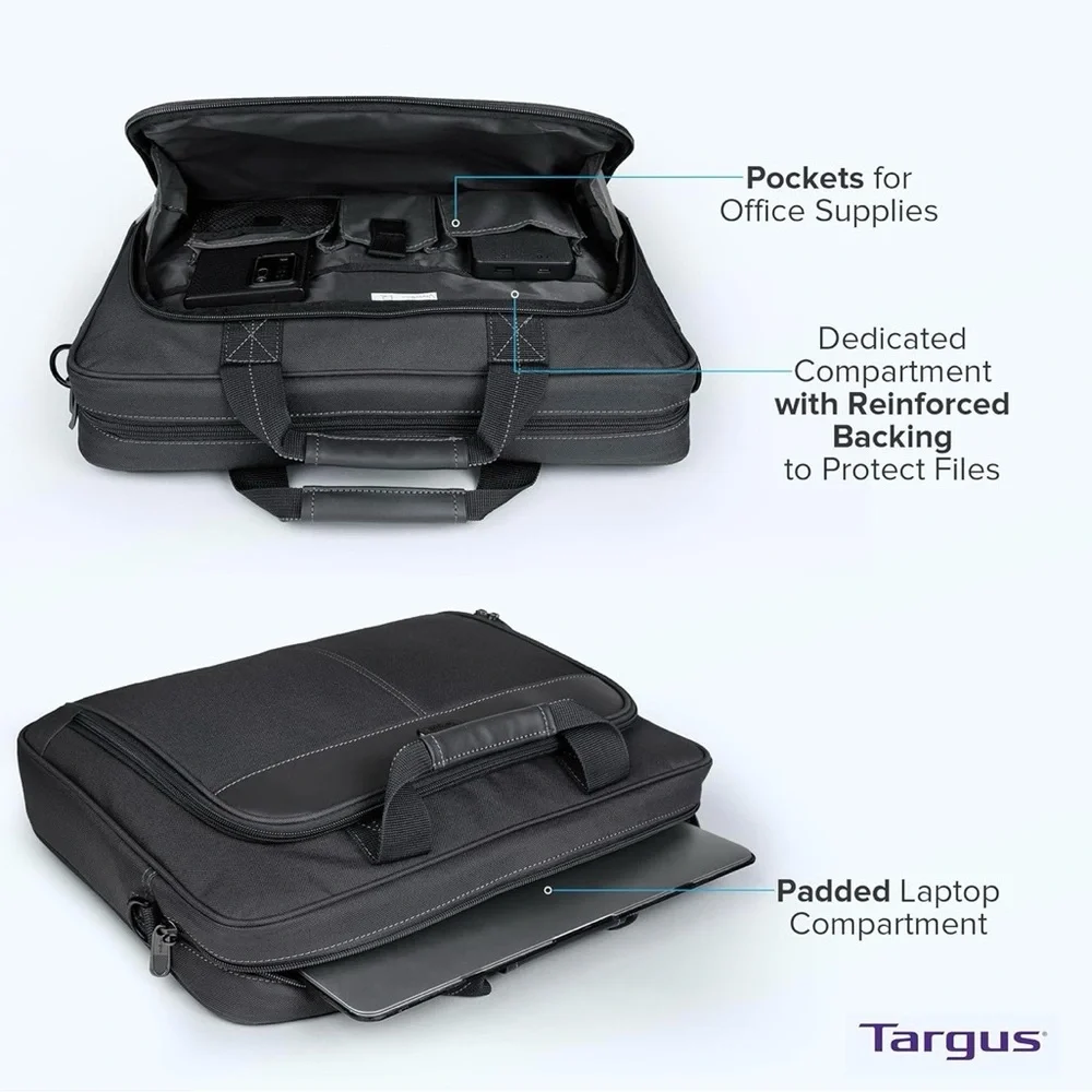 Slim Laptop Bag - Ergonomic Briefcase and Messenger Bag Foam Padded for Laptop