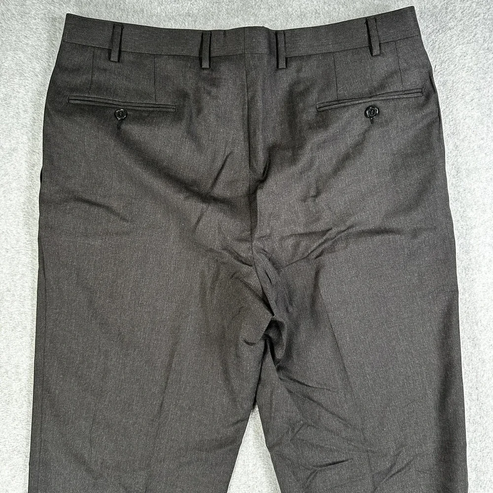 Canali Dress Pants 100% Wool Mens 36x31 Gray Pleated Front Straight Leg Trousers