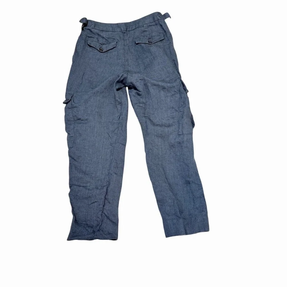 Banana Republic Blue Chambray Cargo Utility Pants Size 6 Straight Leg Pockets