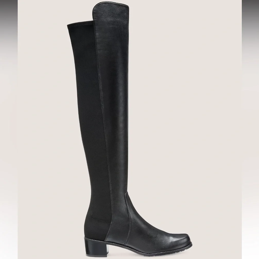 NEW Stuart Weitzman black leather Reserve block heel 5050 boots