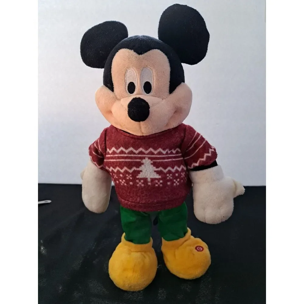 13 inch Disney Standing Plush Singing Mickey Mouse ‎ Christmas Sweater Gemmy