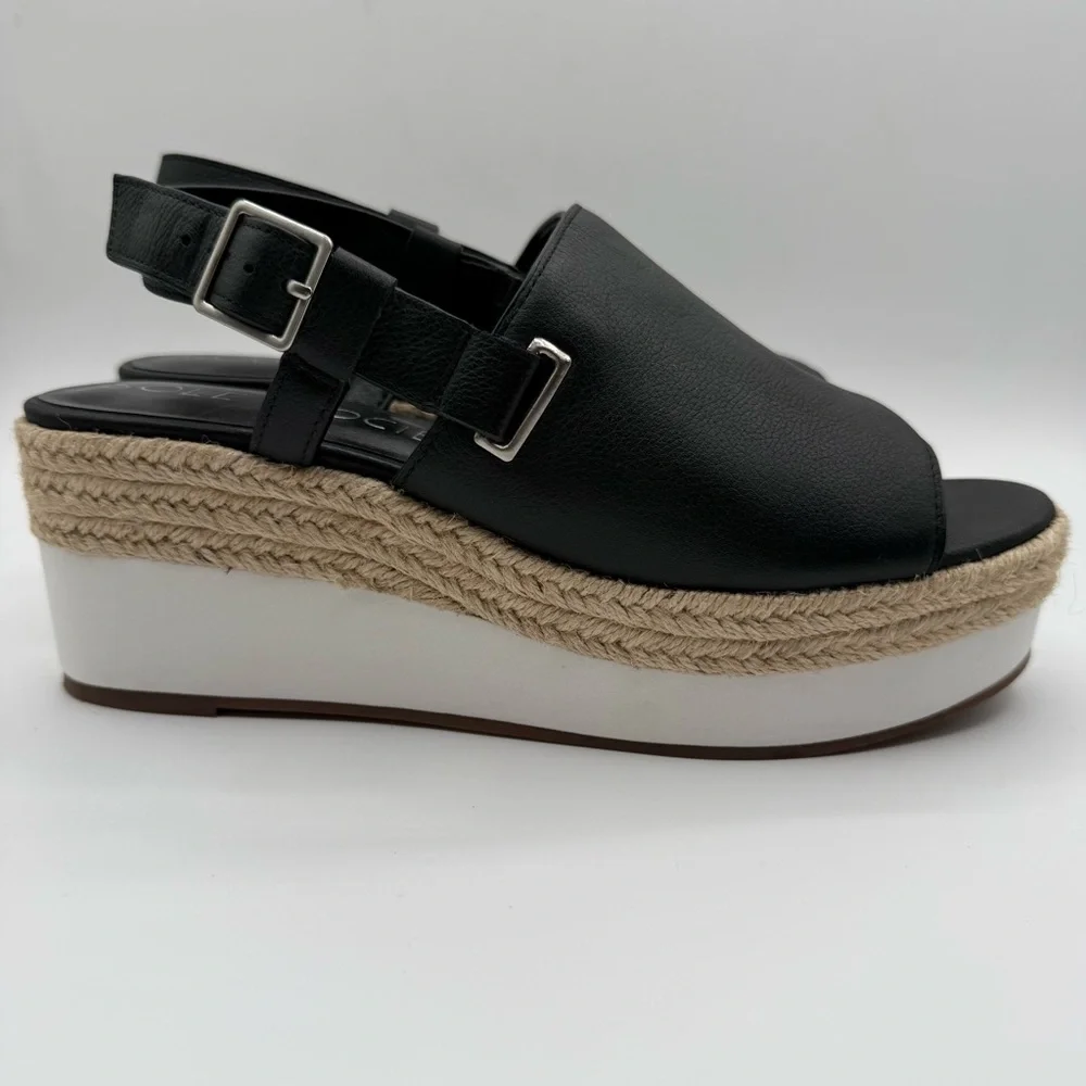 Sole Society Ayelani Boho Black Espadrille Wedge Open Toe Sandals SZ 9M