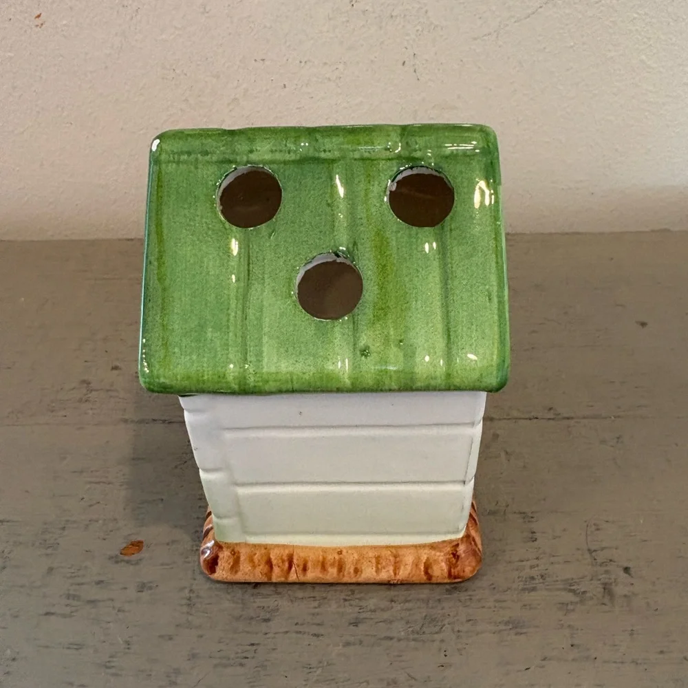 VTG Japan Dog House Shaped Ceramic Pencil Holder