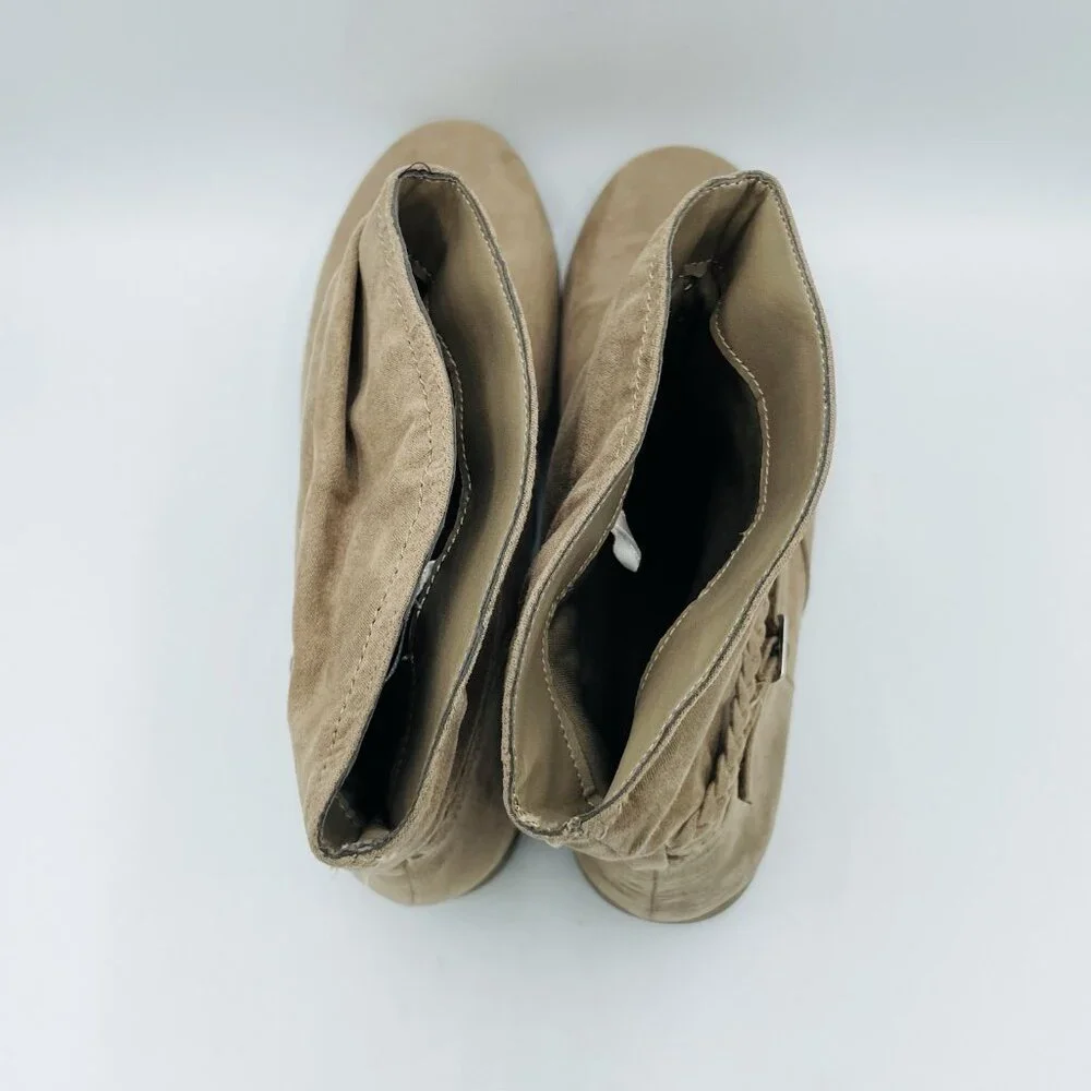 St Johns Bay Boots Womens Size 9.5 M Taupe Key Booties Braided Slip On Comfort