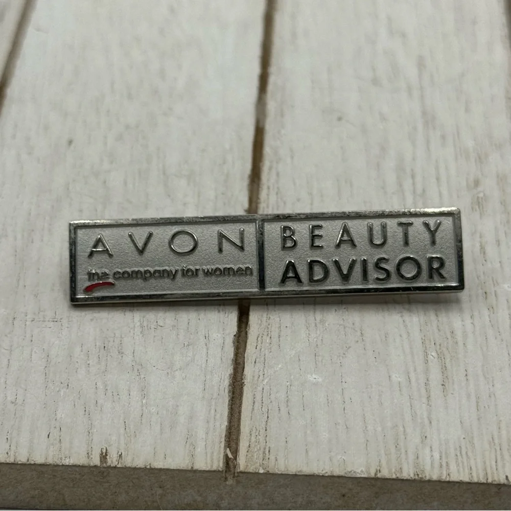 Avon Silver Beauty Advisor Badge with Red Detail