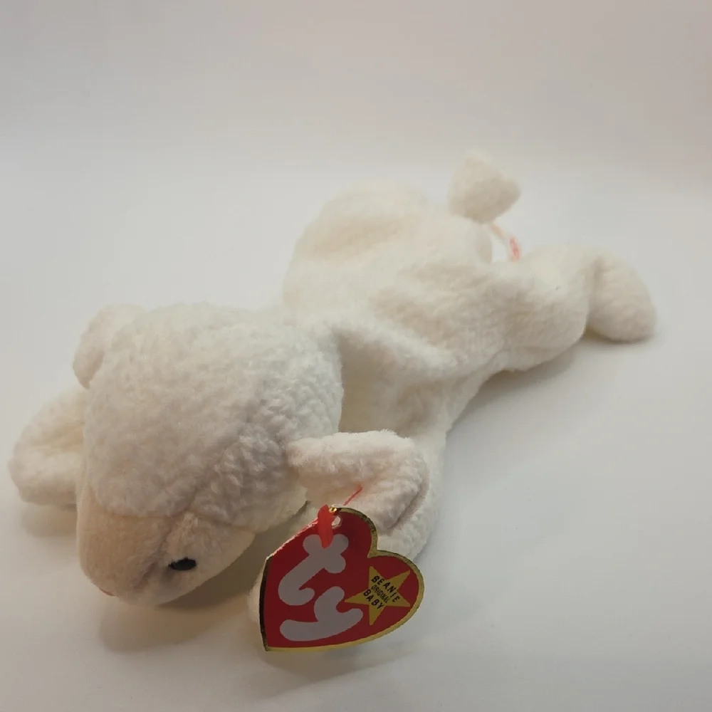 Ty Beanie Babies Spring Pair Squeeler The Pink Pig 1993 + Fleece The White Lamb