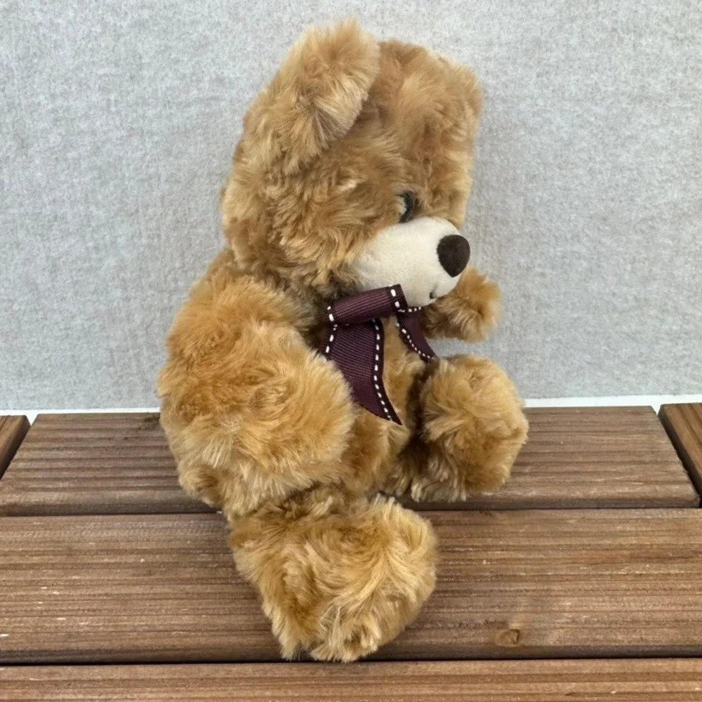 First & Main Coconut Cocoa and Duffle Teddy Bear Plush Bow Brown Stuffed Animal