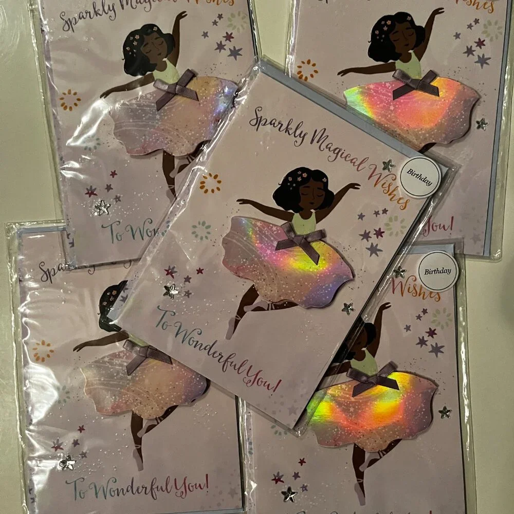 Birthday Cards for Kids - Ballerina (Lots of 5 /‎ NEW)