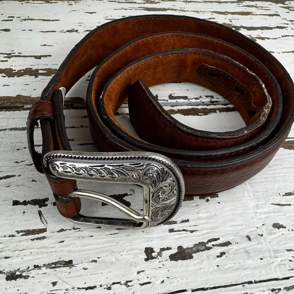 3D Belt Company Brown Genuine Leather Belt Made in Dominican Republic Size 44