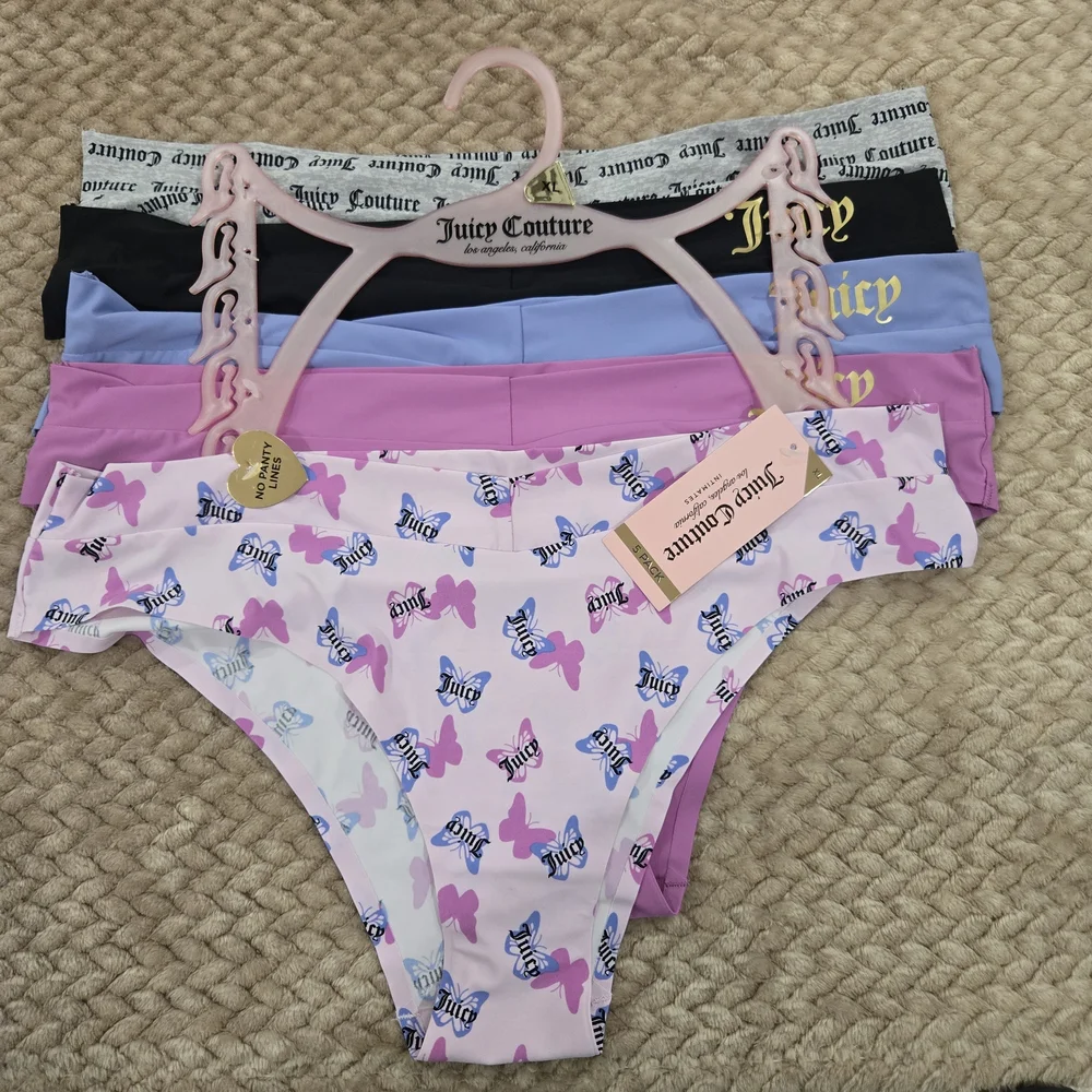 Juicy Couture Bikini Hipsters Underwear Logo Pack of 5 Size XL No Panty Lines