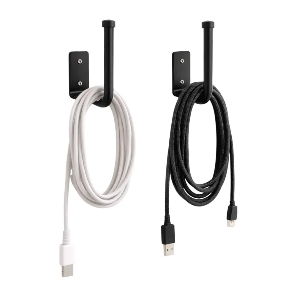 2 Pack Metal Wall Mount Cord OrganizerBlack Hat Hook Rack Scarf Holder W/Screws