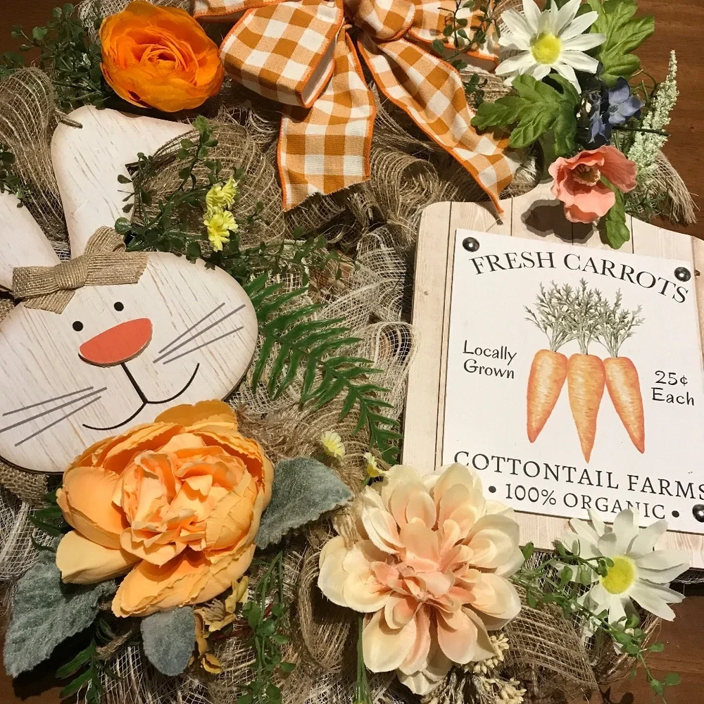 Easter Wreath Bunny Farmhouse Cottontail Farms Handmade Custom Final Sale -